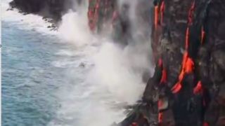 برخورد آتش و اقیانوس؛ آبشار مذاب در سواحل هاوایی برخورد آتش و اقیانوس؛ آبشار مذاب در سواحل هاوایی