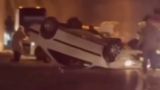 تصادف و واژگونی خودرو سواری در جاده چالوس؛ تونل قبل از هریجان
