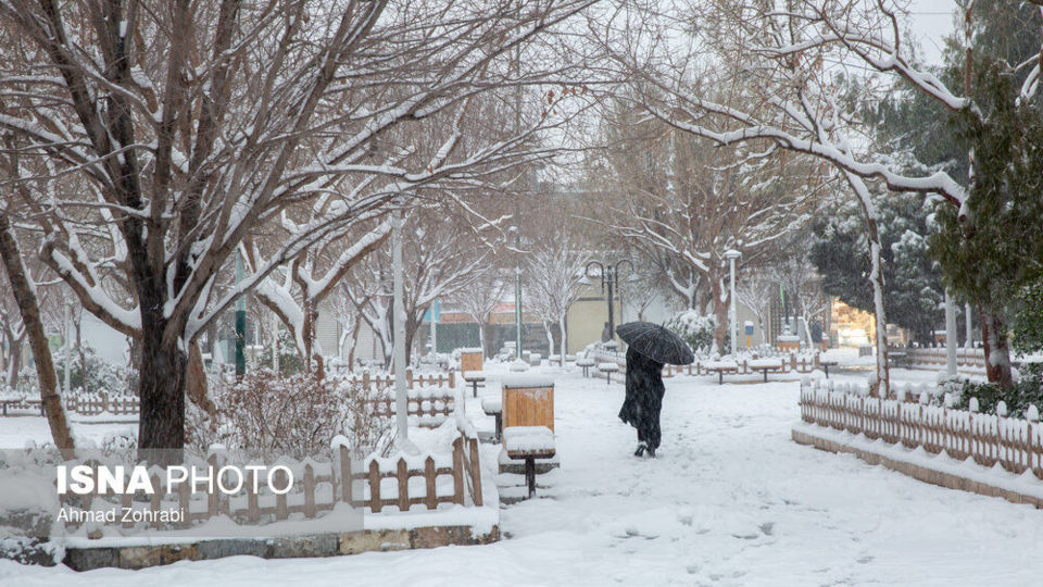 بارش نخستین برف زمستانی در قم