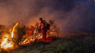مبارزه آتش‌نشانان با آتش‌سوزی جنگل‌های کالیفرنیا