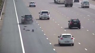 حادثه هولناک در میان بزرگراه | ترکیدگی لاستیک خودرو بر اثر گرما