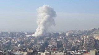 لحظه بمباران هوایی ساختمان ستاد کل سوریه توسط رژیم صهیونیستی لحظه بمباران هوایی ساختمان ستاد کل سوریه توسط رژیم صهیونیستی