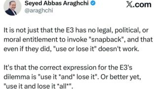 توصیه عراقچی به سه کشور اروپایی؛ استفاده کنی همه چیز از دستت رفته! توصیه عراقچی به سه کشور اروپایی؛ استفاده کنی همه چیز از دستت رفته!